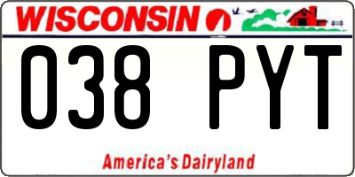 WI license plate 038PYT