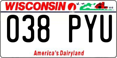 WI license plate 038PYU