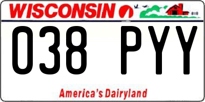 WI license plate 038PYY
