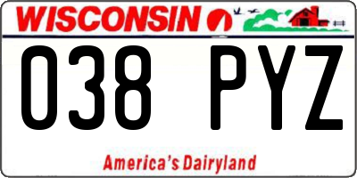 WI license plate 038PYZ