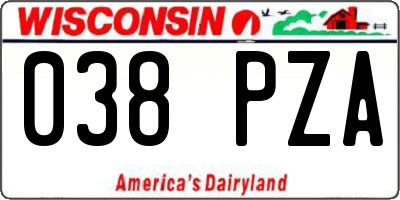 WI license plate 038PZA