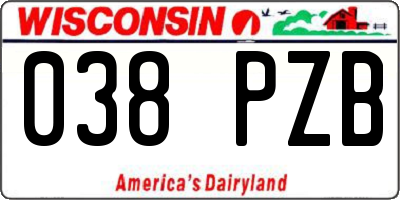 WI license plate 038PZB