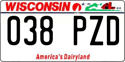 WI license plate 038PZD