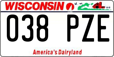 WI license plate 038PZE