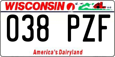 WI license plate 038PZF