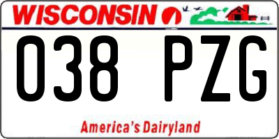 WI license plate 038PZG