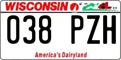 WI license plate 038PZH