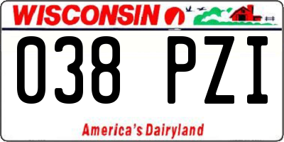 WI license plate 038PZI