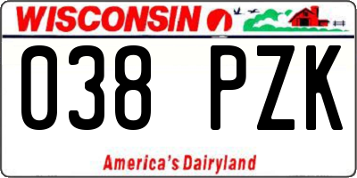 WI license plate 038PZK