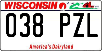 WI license plate 038PZL