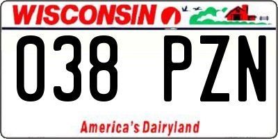 WI license plate 038PZN