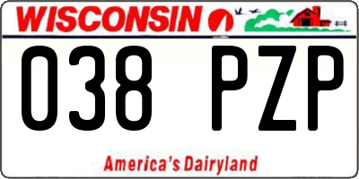 WI license plate 038PZP