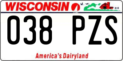 WI license plate 038PZS