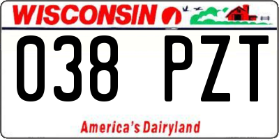 WI license plate 038PZT