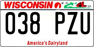 WI license plate 038PZU