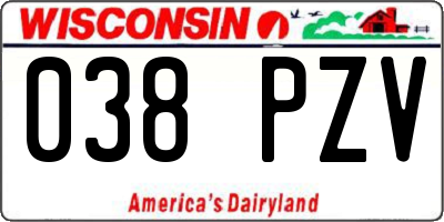 WI license plate 038PZV