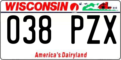 WI license plate 038PZX