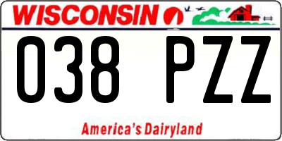 WI license plate 038PZZ