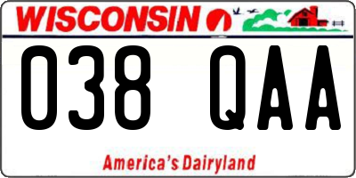 WI license plate 038QAA