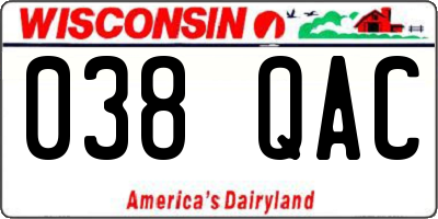 WI license plate 038QAC
