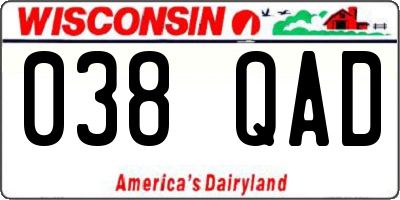 WI license plate 038QAD