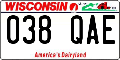 WI license plate 038QAE