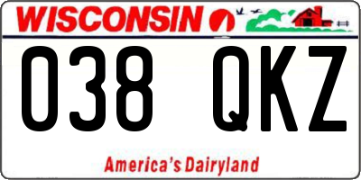 WI license plate 038QKZ