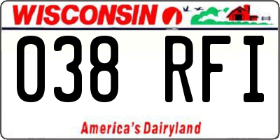 WI license plate 038RFI