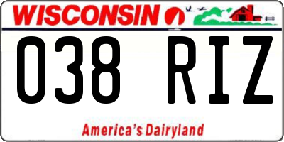 WI license plate 038RIZ