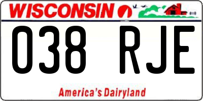 WI license plate 038RJE