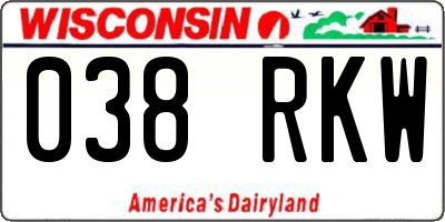 WI license plate 038RKW