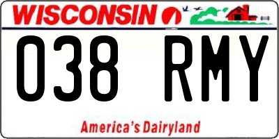 WI license plate 038RMY