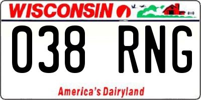 WI license plate 038RNG