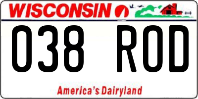 WI license plate 038ROD