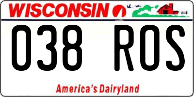WI license plate 038ROS