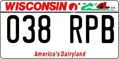 WI license plate 038RPB