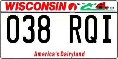 WI license plate 038RQI