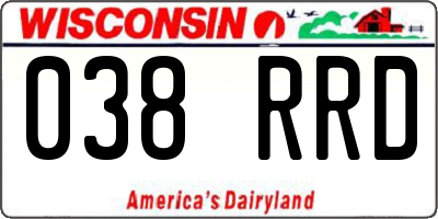 WI license plate 038RRD