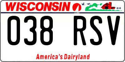 WI license plate 038RSV
