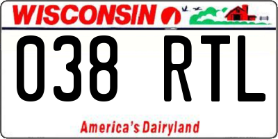 WI license plate 038RTL