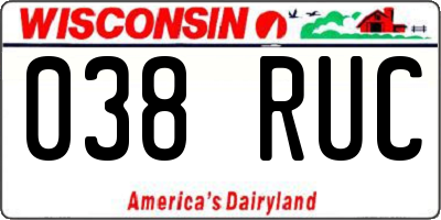 WI license plate 038RUC