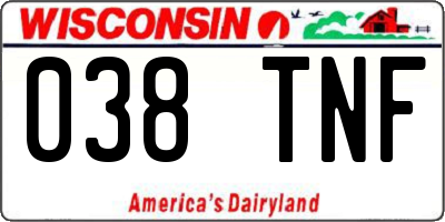 WI license plate 038TNF