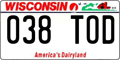 WI license plate 038TOD