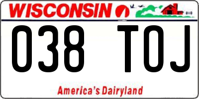 WI license plate 038TOJ