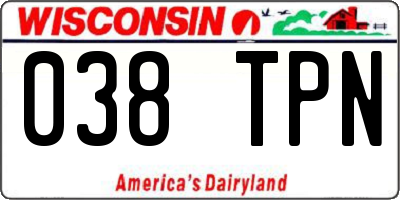 WI license plate 038TPN