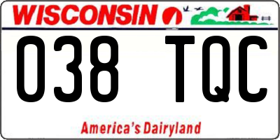 WI license plate 038TQC