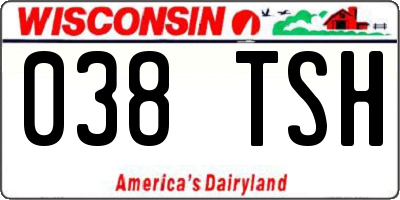 WI license plate 038TSH
