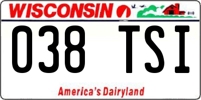 WI license plate 038TSI