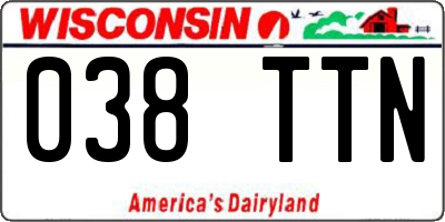 WI license plate 038TTN