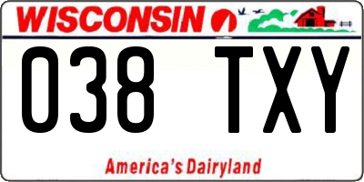 WI license plate 038TXY